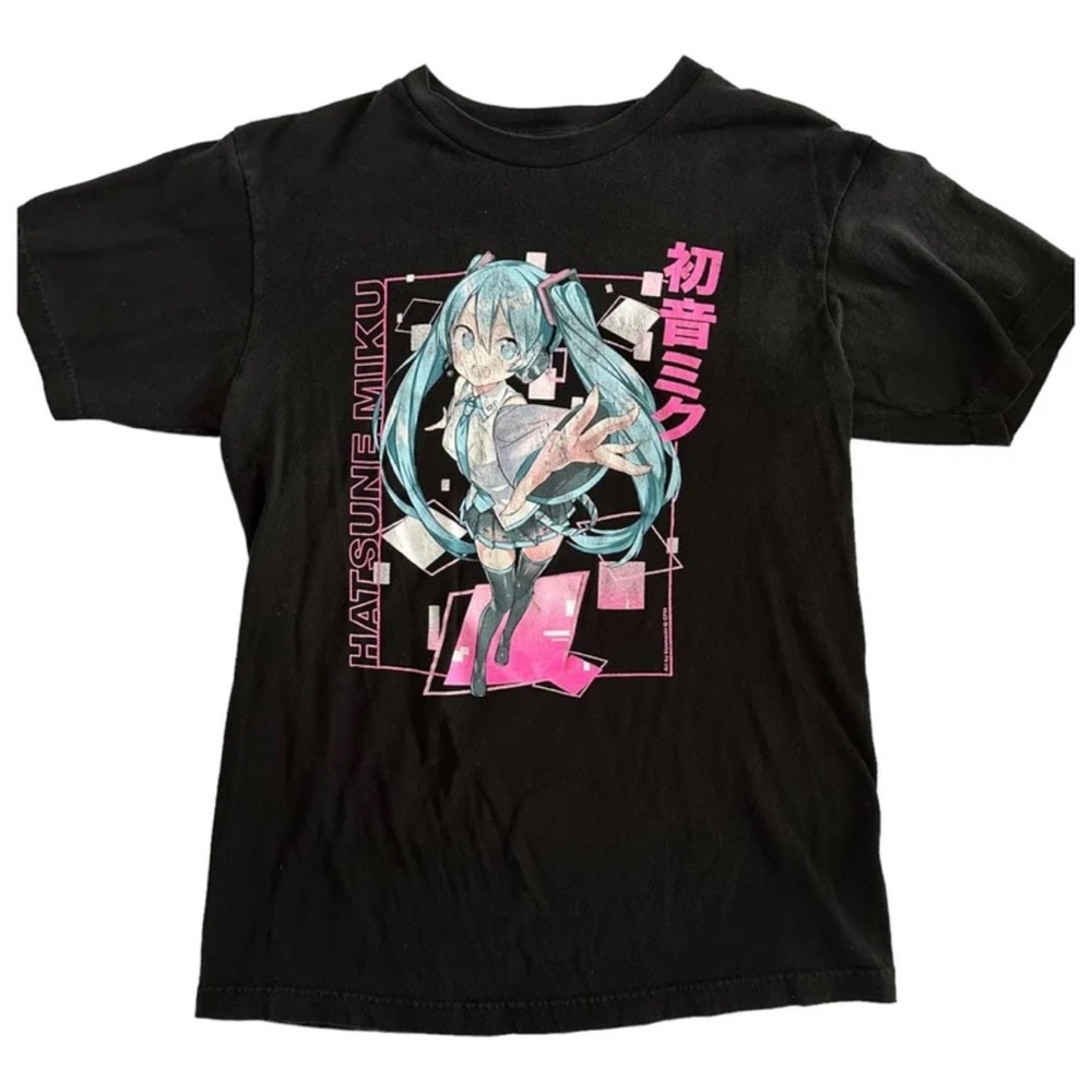 Hatsune Miku Grid Girls Black Short Sleeve T-Shirt size Large - Picture 2 of 10